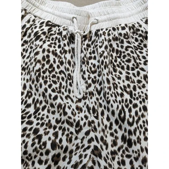 Umgee USA Oatmeal Leopard Print Elastic Waist Drawstring Jogger Pant Size Small - Picture 4 of 10